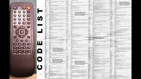 What are the Universal Remote Codes f.